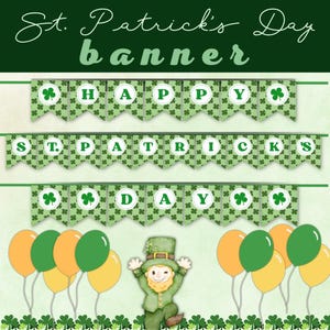 Happy St Patrick's Day Banner zum Ausdrucken | Festliche Dekoration für Feiern, Einfacher Download, Irische Partydekoration