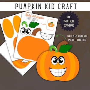 Halloween Kürbis Kid Craft: Aktivität zum Ausschneiden und Einfügen (printable)