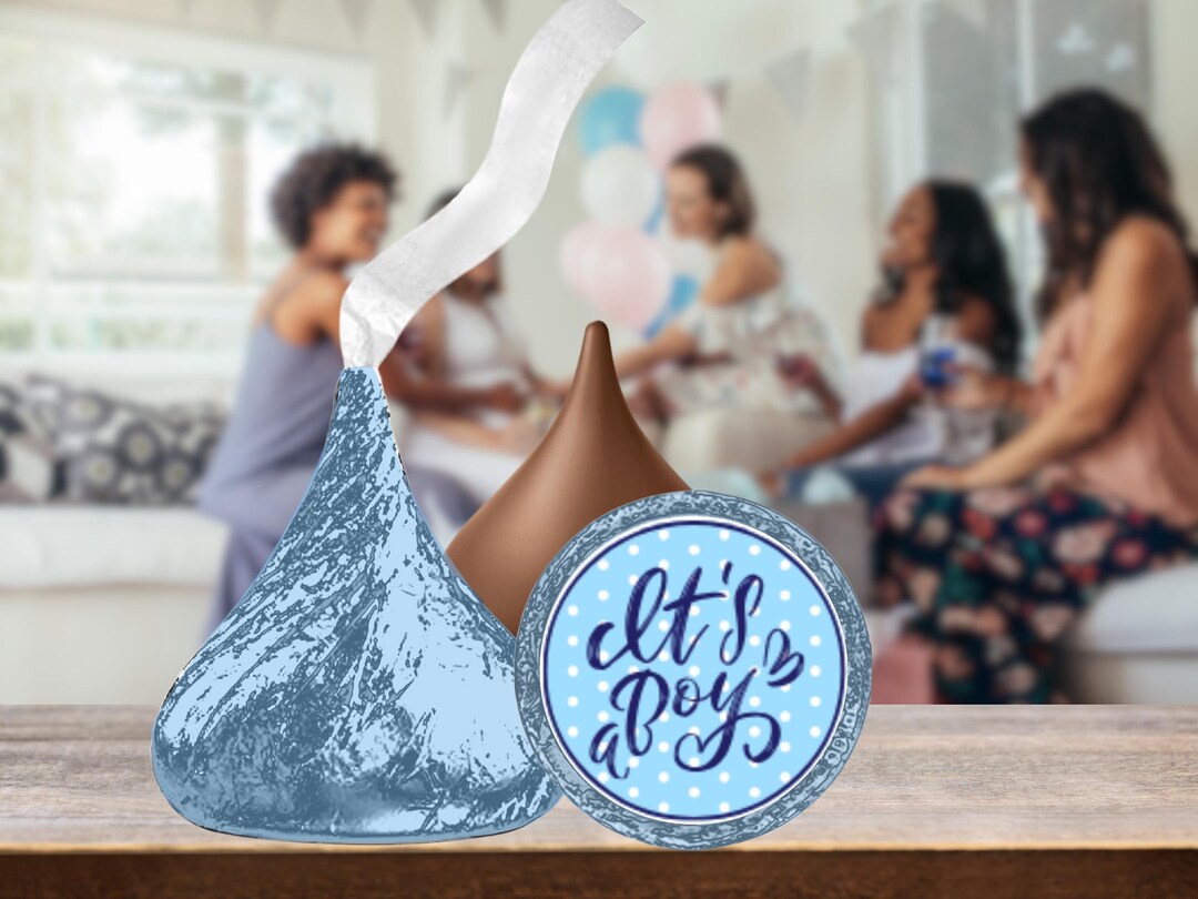Blue Gingham Baby Shower Hershey Kiss Stickers (digital Download ...