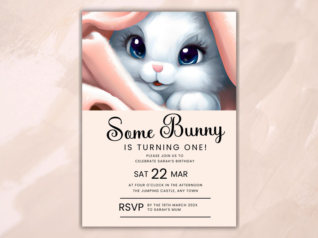 Pink Some Bunny is Turning One Birthday Party Invitations - Print ...