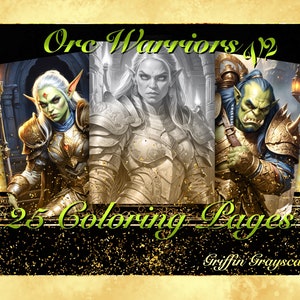 Coloring Pages for Adults, Grayscale Coloring Book, grayscale pages, Coloring Book, Digital Coloring Grayscales, Orc Warriors V2