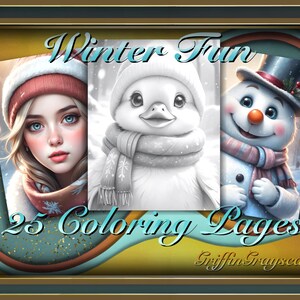 Coloring Pages for Adults, Grayscale Coloring Book, grayscale pages, Coloring Book, Digital Coloring Grayscales, Winter Fun