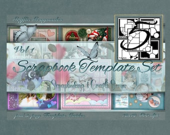 Peut inclure: Un ensemble de modèles de scrapbooking avec un motif de papillon et le texte "Vol 1 Template Scrapbook Template Set Scrapbooking & Crafts Series psd & png Template Guides 1212 000 dpi".
