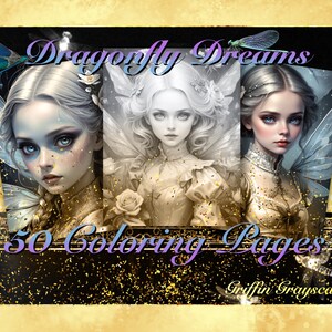 Coloring Pages for Adults, Grayscale Coloring Book, grayscale pages, Coloring Book, Digital Coloring Grayscales, Dragonfly Dreams
