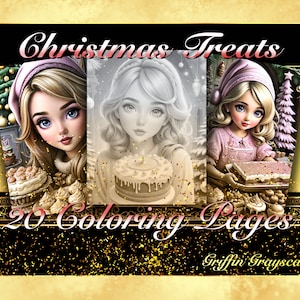 Coloring Pages for Adults, Grayscale Coloring Book, grayscale pages, Coloring Book, Digital Coloring Grayscales, Christmas Treats