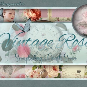 Cyfrowy scrapbooking, Papierowe rzemiosło, Strony scrapbookingu, Zestawy scrapbookingu, Zestaw scrapbookingu 12x12, Album, Vintage Rose