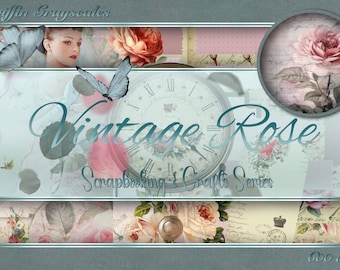 Digital Scrapbooking, Paper Crafts, Scrapbook Pages, Scrapbook Sets, 12x12 Scrapbooking Set, Scrapbook, Vintage Rose
