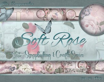 Digital Scrapbooking, Paper Crafts, Scrapbook Pages, Scrapbook Sets, 12x12 Scrapbooking Set, Scrapbook, Soft Rose