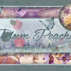 Digital Scrapbooking, Paper Crafts, Scrapbook Pages, Scrapbook Sets, 12x12 Scrapbooking Set, Scrapbook, Plum Peachy
