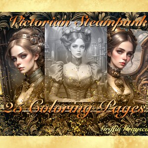 Coloring Pages for Adults, Grayscale Coloring Book, grayscale pages, Coloring Book, Digital Coloring Grayscales, Victorian Steampunk