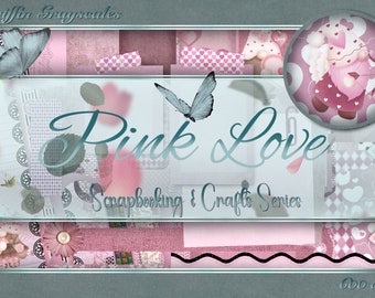 Digital Scrapbooking, Paper Crafts, Scrapbook Pages, Scrapbook Sets, 12x12 Scrapbooking Set, Scrapbook, Pink Love