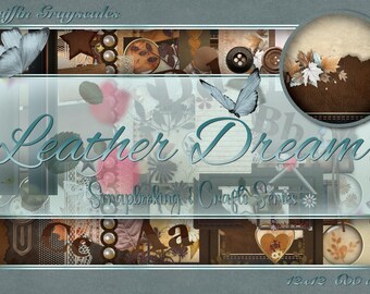 Digital Scrapbooking, Paper Crafts, Scrapbook Pages, Scrapbook Sets, 12x12 Scrapbooking Set, Scrapbook, Leather Dream