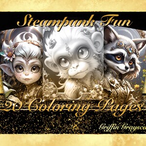 Coloring Pages for Adults, Grayscale Coloring Book, grayscale pages, Coloring Book, Digital Coloring Grayscales, Steampunk Fun