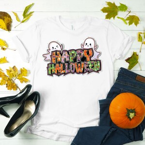 EMBROIDERY STYLE Happy Halloween with Ghosts - Digital File