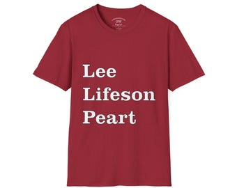 T-shirt unisexe avec les noms de scène des membres du groupe Rush en police 2112 : Neil Peart, Geddy Lee, Alex Lifeson