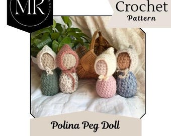 Crochet pattern Polina Peg Doll pdf file, Crochet Amigurumi doll pattern, no sew crochet pattern for markets, doll pattern instant download