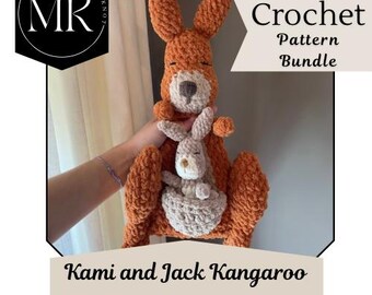 BUNDLE Crochet Kangaroo lovey pattern pdf file, Amigurumi crochet kangaroo pattern, Kangaroo and joey snuggler pattern for instant download