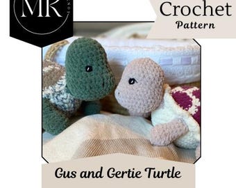Turtle Crochet Pattern: Gus & Gertie Turtle stuffed animal pattern pdf file, Amigurumi Turtle Pattern, instant download, gift for kids, baby