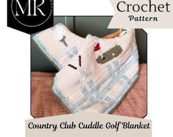 Patroon Country Club Cuddle Golfdeken, gehaakte babydeken (pdf, digitale instant download)