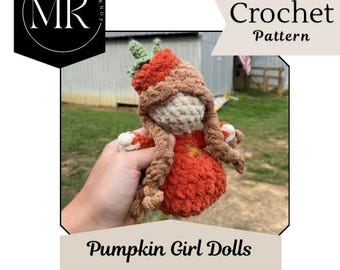 Patrón de muñeca de calabaza de ganchillo: Niña de otoño amigurumi (PDF digital)