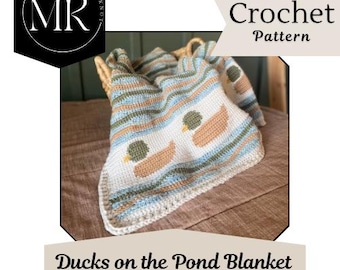 Modèle de couverture au crochet Canards sur l'étang, couverture pour bébé (téléchargement instantané PDF numérique), colvert