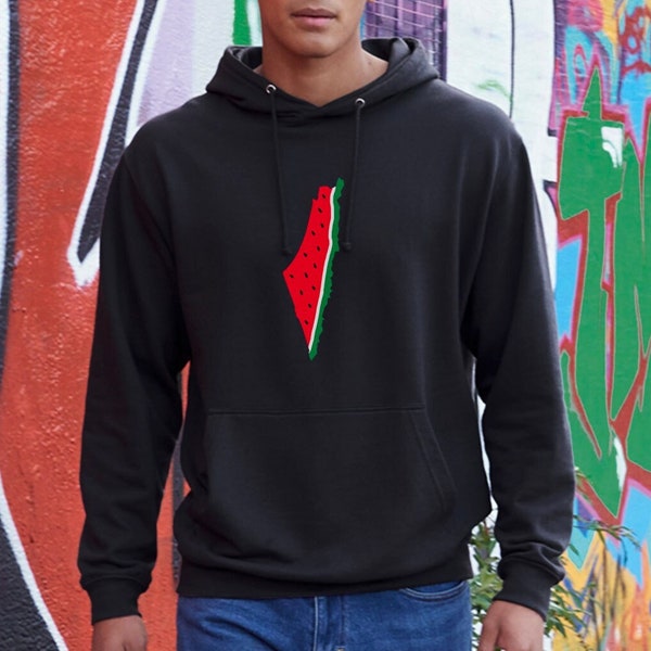 Palestine Watermelon Hoodie | Unisex Watermelon Map Sweatshirt | Watermelon Flag Tshirt | Kids Watermelon Tee | Palestinian Clothing