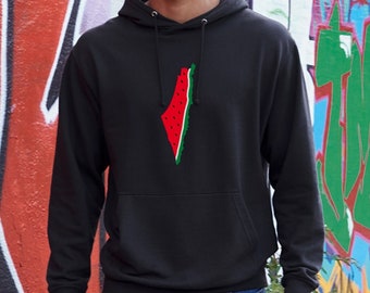 Palestine Watermelon Hoodie | Unisex Watermelon Map Sweatshirt | Watermelon Flag Tshirt | Kids Watermelon Tee | Palestinian Clothing