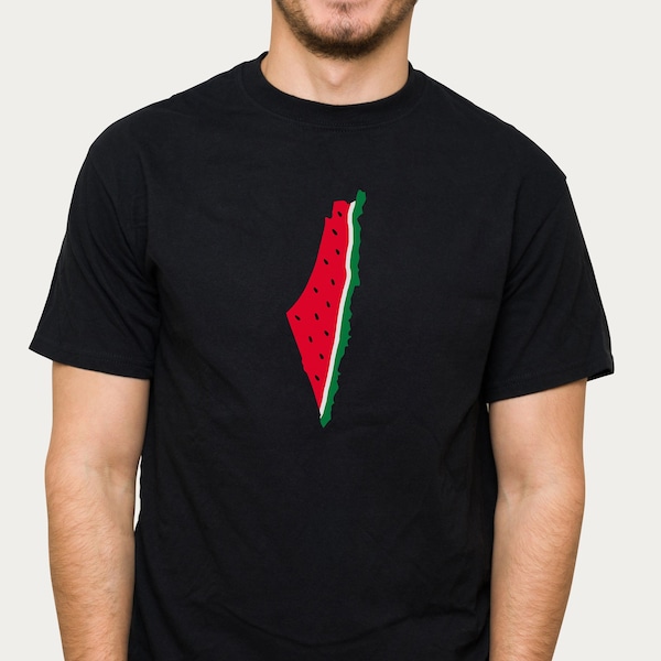 Palestine Pastèque Carte Tshirt | T-shirt enfants et adultes | Tee-shirt drapeau pastèque | Sauvez la chemise de Gaza | Liberté pour la Palestine | Vêtements Palestine