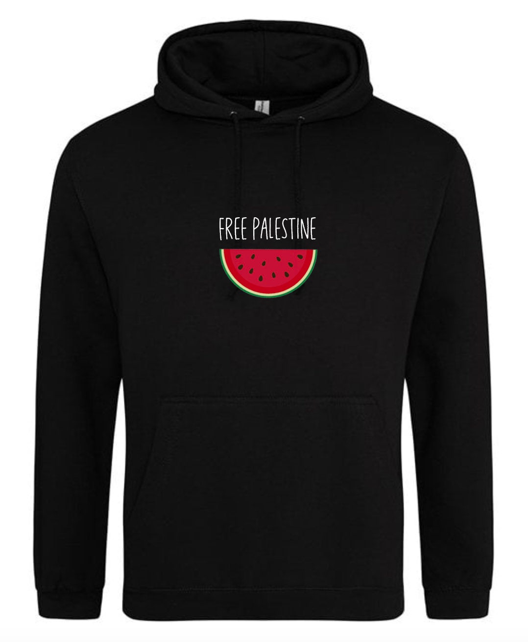Black Hoodie – Handmade Watermelon Palestinian Tatreez