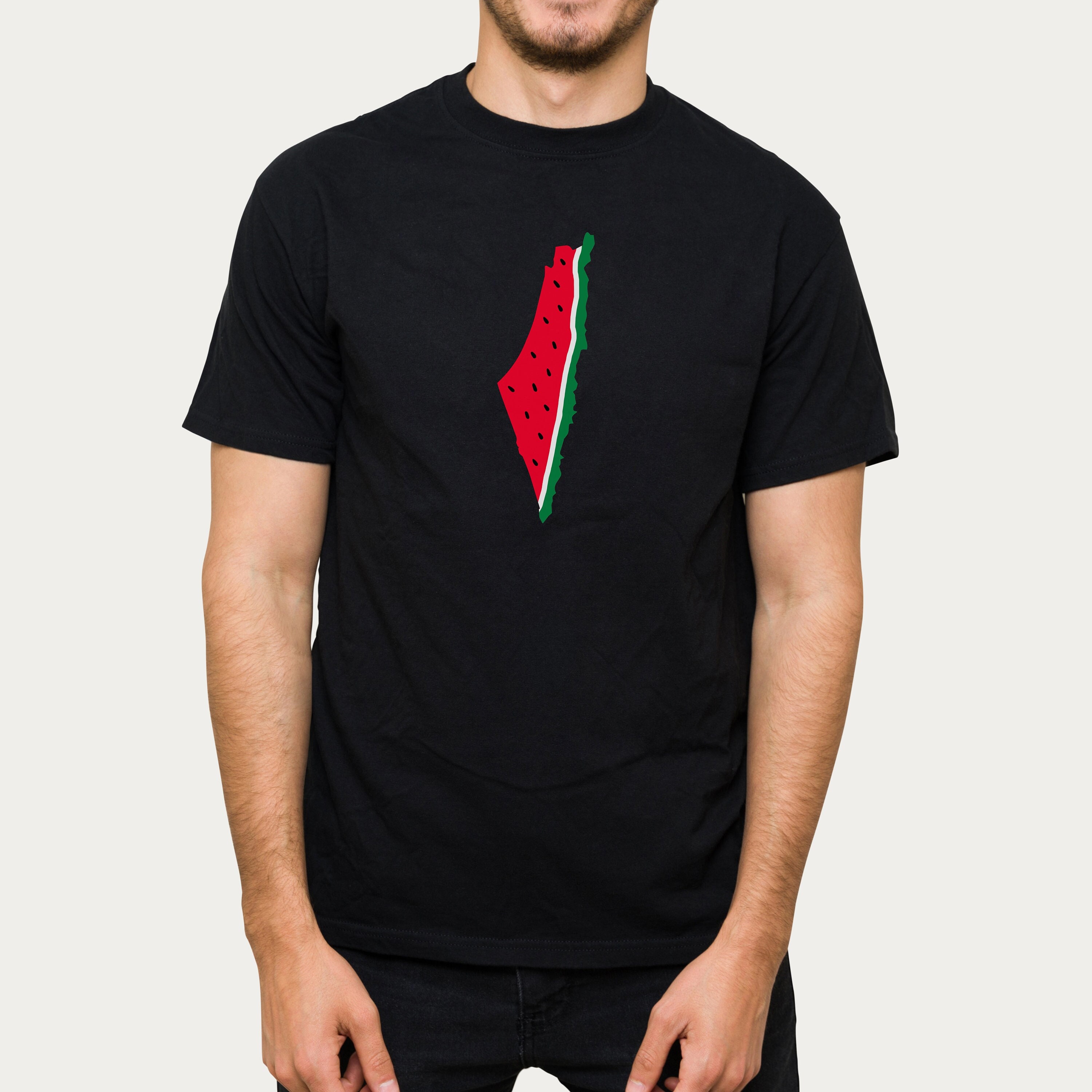 Palästina Wassermelone Karte Tshirt | Kinder & Erwachsene T-Shirt | Wassermelonen-Flaggen-T-Shirt | Speichern Gaza-Shirt | Freiheit für Palästina | Palästina Kleidung