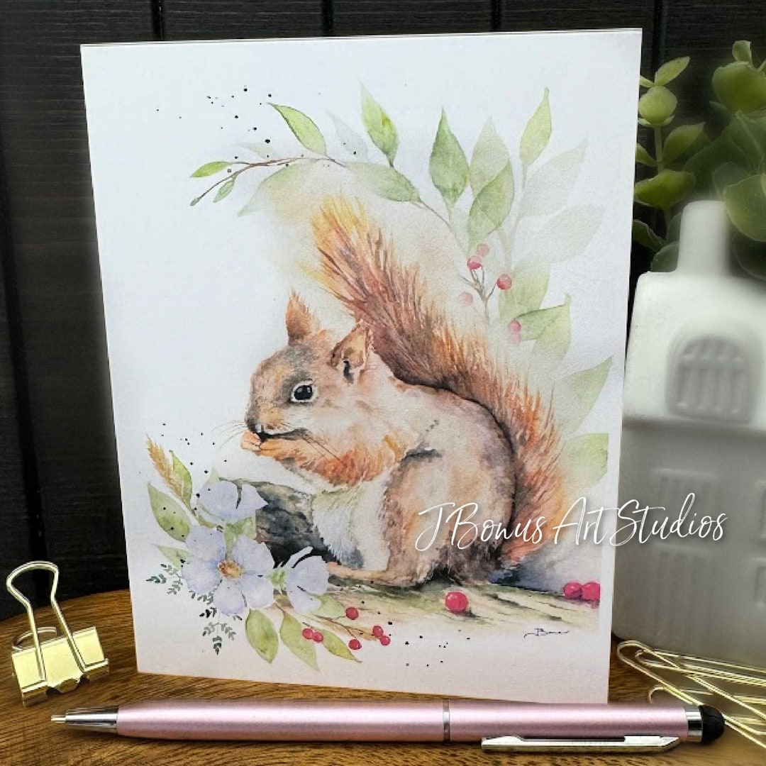Squirrel Notecards With Envelopes, Folded Note Cards, Stationery Blank ...