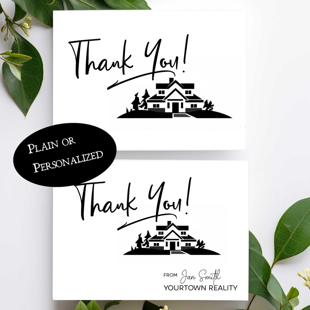 Thank You House Notecards With Envelopes Real Estate Thanks Etsy