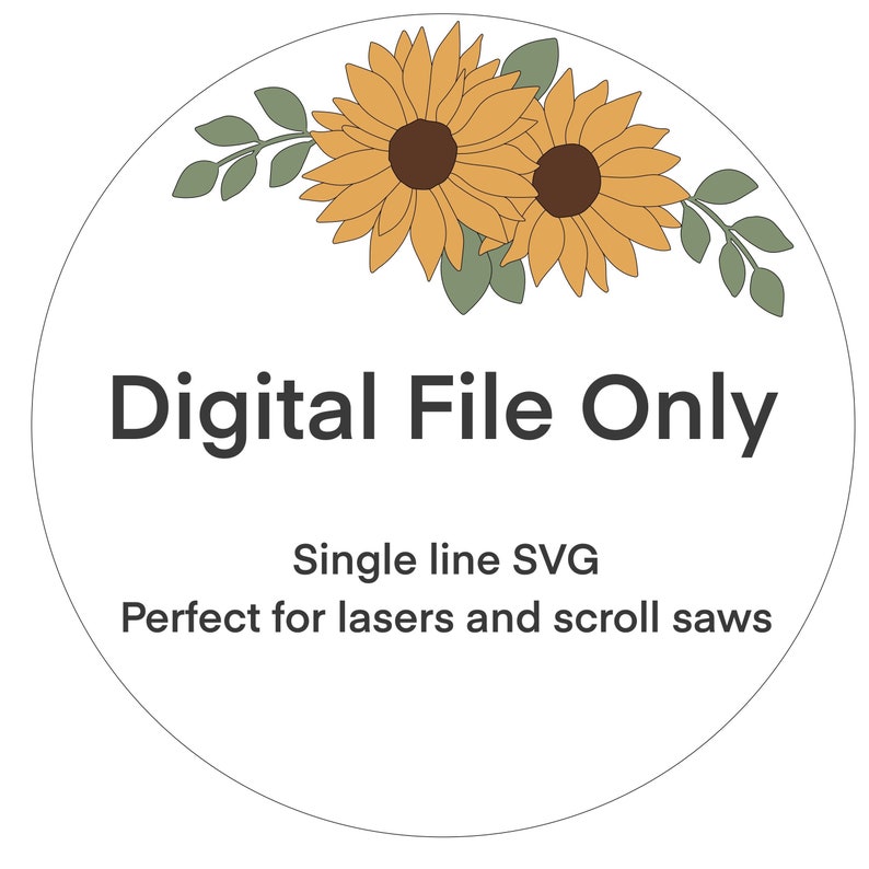 Sunflower Single Line Laser Svgscroll Saw Template Etsy