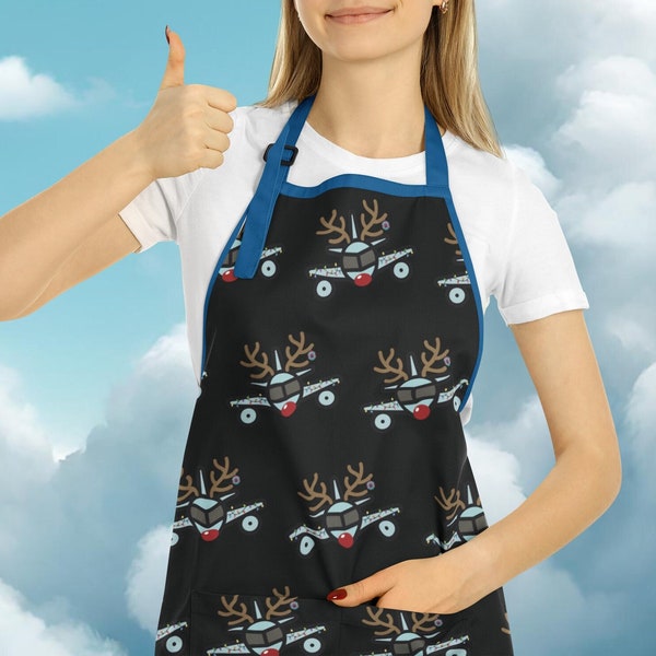 Flight Attendant gift, flight attendant apron, airplane apron, Christmas apron, Christmas kitchen apron, pilot gift, apron gift, Rudolph