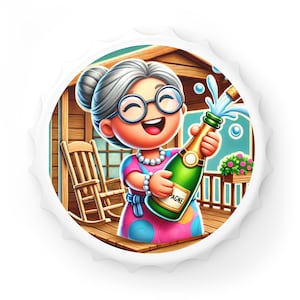 Cheerful Grandma Bottle Opener | Fun Barware Gift, Kitchen Gadget, Party Essential, Retro Decor, Summer Celebrations