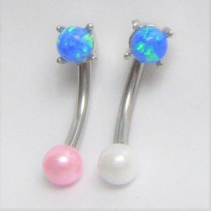 16G Blue Opal Cartilage Ring Helix Daith Snug Forward Helix Ring Rook Ring 16 gauge Ear Jewelry Vertical Labret Lip Ring Barbell