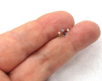 7 Small 1.5mm Gem Crystal Claw Set Straight Nose Stud You Bend L Bend Shape Bent Post Pin Jewelry 22 gauge 22G Pin Assorted Colors