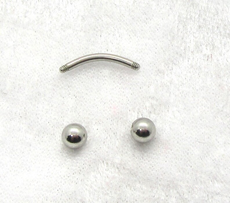 14G Curved Barbell Bar Surgical Steel Balls Plain Barbell 14 Gauge Gage