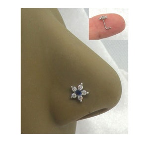 20G Nose Stud Surgical Steel Nose Jewelry 20 Gauge Gage Nose L Shape Nose Stud Flower Nose Ring