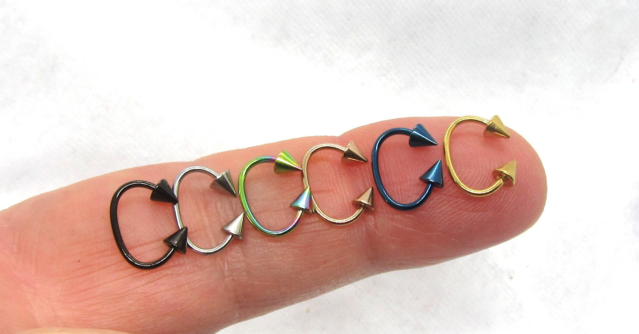 Spike Nose Ring Hoop — Double Spike Nostril Piercing in 20 Gauge / 18 ...