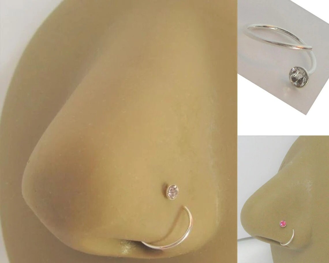 22G Double Nose Ring Nose Jewelry Nose Ring Nose Hoop Sterling - Etsy