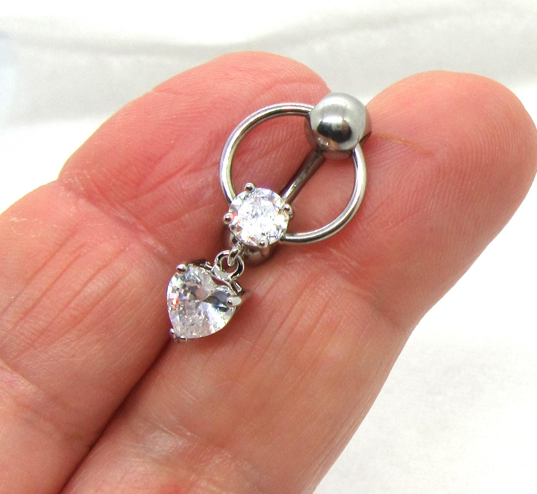 14G Heart Reverse Top Down Belly Ring Hoop Belly Piercing Reverse Belly Bar Barbell