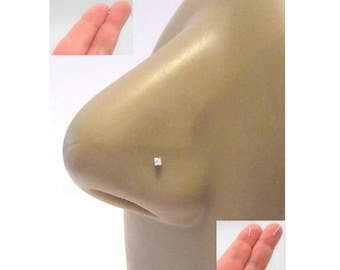 Super petit 1 mm diamant gemme sertie de griffes de cristal clou de nez droit que vous pliez en forme de pliage en L