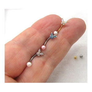 16G Butterfly Cartilage Ring Helix Daith Snug Forward Helix Ring Rook Ring 16 gauge Pink White Pearl Ear Jewelry Vertical Labret Lip Ring