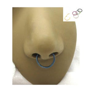 16G Septum Nose Ring Silver Black Gold Blue Septum Jewelry Septum Rings Hoop 12mm Diameter Septum Ring