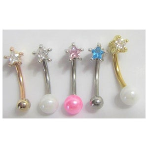 16G Star Cartilage Ring Helix Daith Snug Forward Helix Ring Rook Ring 16 gauge Pink White Pearl Ear Jewelry Vertical Labret Lip Ring