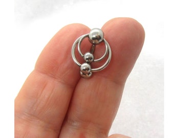 14G Top Down Belly Ring Double Hoop Belly Piercing Reverse Belly Bar Barbell