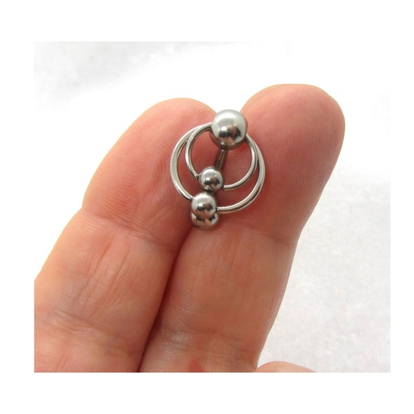 14G Top Down Belly Ring Double Hoop Belly Piercing Reverse Belly Bar Barbell