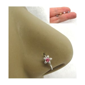 20G Flower Nose Ring Nose Hoop CZ Crystal Nose Ring 20 gauge Nose Jewelry Nostril Ring 8mm nose ring Surgical Steel