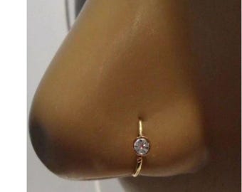 20G Nose Ring Surgical Steel Nose Hoop Crystals CZ Assorted Colors Gold Black Nose Ring Nose Jewelry in 20 Gauge